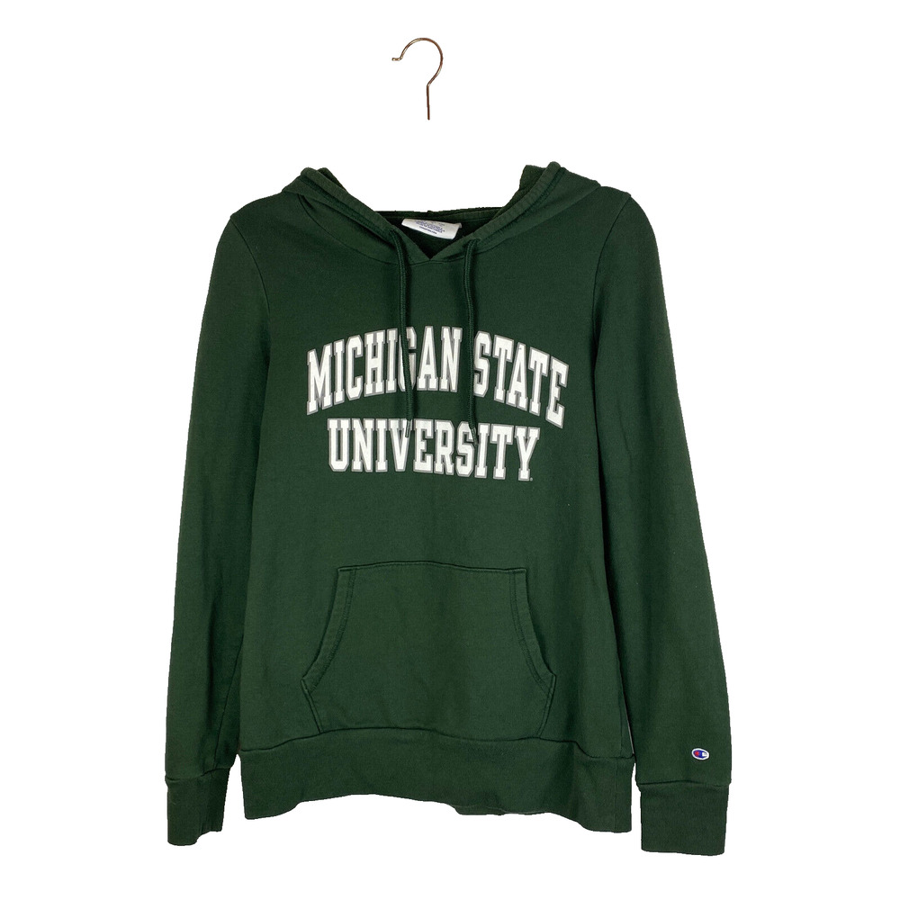 Michigan State University Hoodie Sz M Champion Pullover Sweatshirt Green